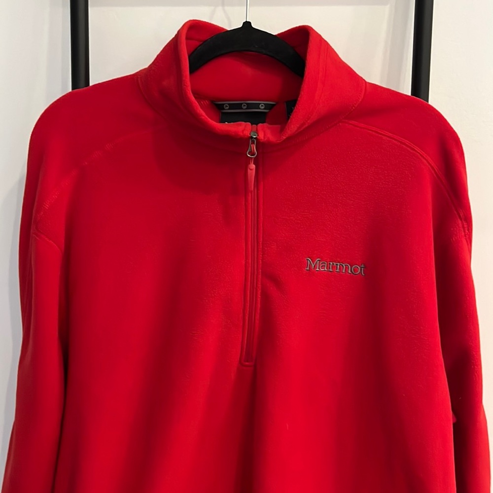 Marmot Mens Large Polartec Fleece Half Zip Sweater Red Size XL